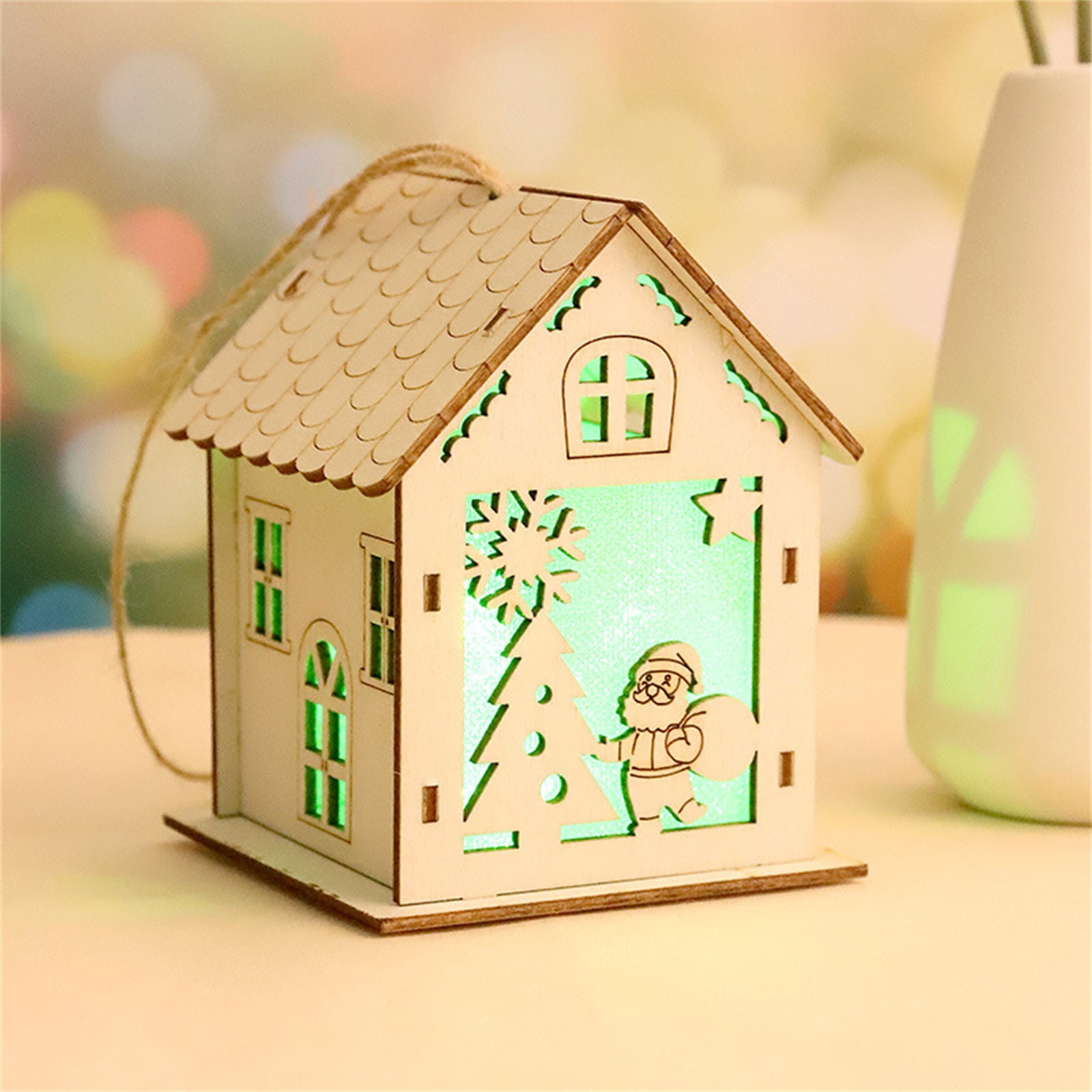 DGLQMYX Discount! 1SET Rustic Charm Creative Wooden Light Up House A