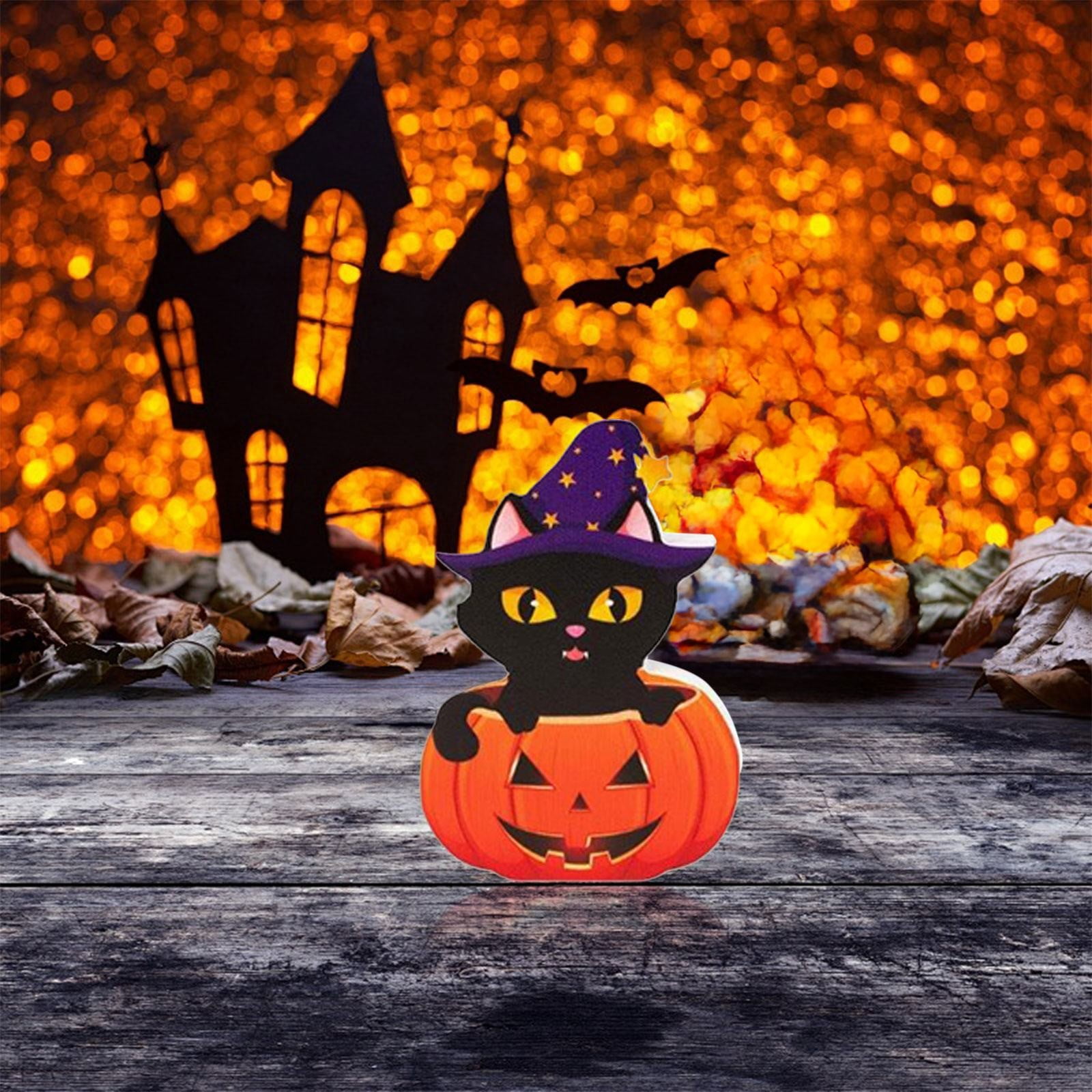 DGLQMYX Halloween Wooden Crafts Small Black Pets Wooden Desktop