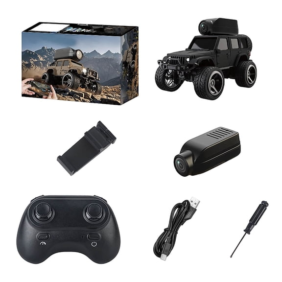 DGMIOCS 1:64 Scale 4WD Alloy Mini RC Crawler Car with FPV Camera, 2.4GHz RTR Off-Road Mini Desktop RC Drift Car with LED Lights, Adjustable Speed Dual Mode, Model Vehicle Toy Gift