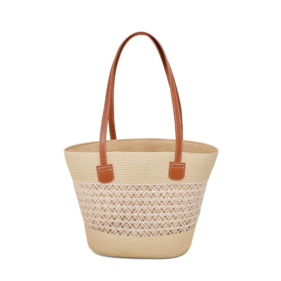 DGMIOCS Beach Bags for Women, Large Beach Bag, Woven Straw Tote Bags Waterproof, Weaving Swim Shopping Travel Bag Beige