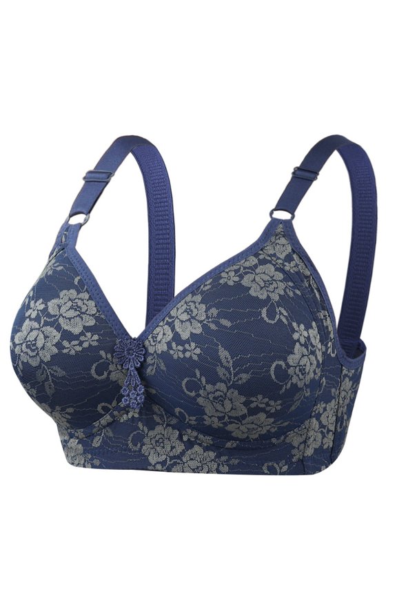 Bras for Women Women's Wireless Bra,Plus-Size Bras, Full Coverage, Smoothing Blue 85C