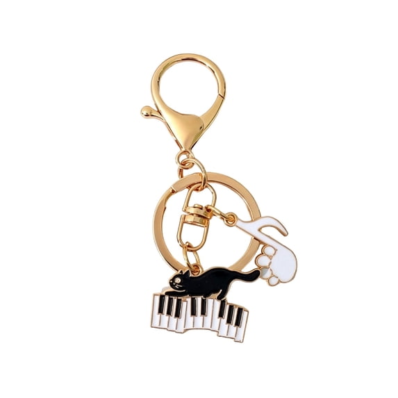 DGMIOCS Cat Keychain Music Keychain Black Cat Gifts Music Note Keychains Cute Cats Bag Charm