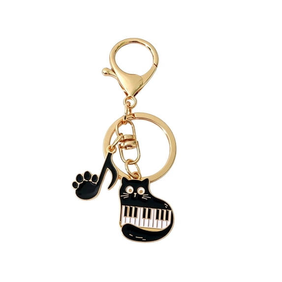 DGMIOCS Cat Keychain Music Keychain Black Cat Gifts Music Note Keychains Cute Cats Bag Charm