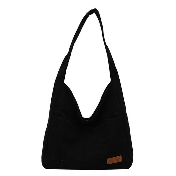 DGMIOCS Corduroy Shoulder Bag Winter Fall Fashion Crescent Hobo Bag Womens Mens Wide Strap Tote Handbag Solid Color 2026 Black