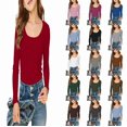 thumbnail image 1 of DGMIOCS Girls Long Sleeve Scoop Neck Ribbed Knit Fitted Casual Tops Tee Slim Basic Shirts Size: 5-6 Years Red, 1 of 5