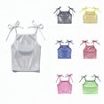 thumbnail image 1 of DGMIOCS Girls Sequin Tank Tops Kids Sleeveless Spaghetti Strap Crop Cami Camisole Sparkly Dance Blouse Metallic Performance Dancewear Size: 5-6 Years Silver, 1 of 4