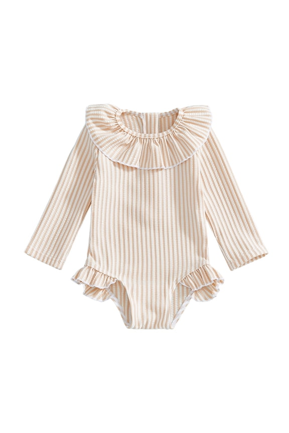 Girls Swim Sets Little Girls Swim Shorts UPF 50+ Quick Dry Matching One Piece Two Piece Swimsuit Bottoms Khaki 18-24 Months