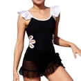 thumbnail image 1 of DGMIOCS Girls Swimwear Toddler Girls Floral Swim Dress Modest Sun Protective Outfit Black 7-8 Years, 1 of 7