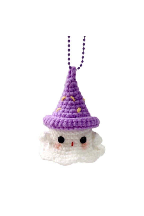 Halloween Crochet Keychain Charms, Cute Character Design with Ball Chain, Handmade Knitted Plush Keyring Accessories For Halloween Birthday