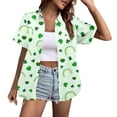 thumbnail image 1 of DGMIOCS Hawaiian Shirts for Women Floral Leaves Printed Shirt Tropical Button Down Tops Summer Beach Blouse Green XXXL, 1 of 5