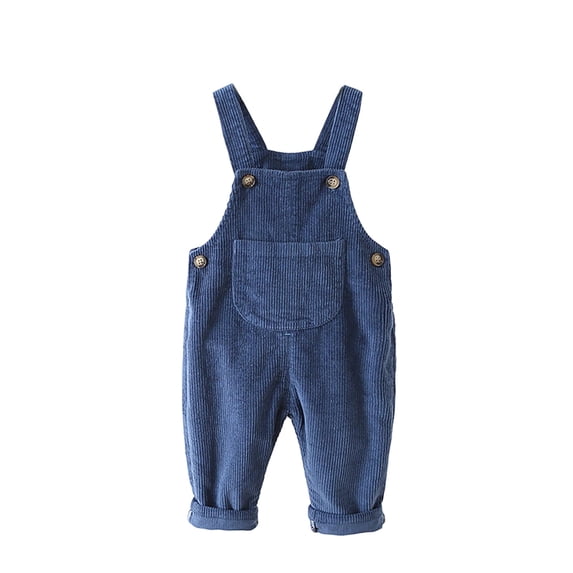 DGMIOCS Kids Corduroy Overalls Toddler Adjustable Strap Jumpsuit with Front Pocket Blue 0-6 Months