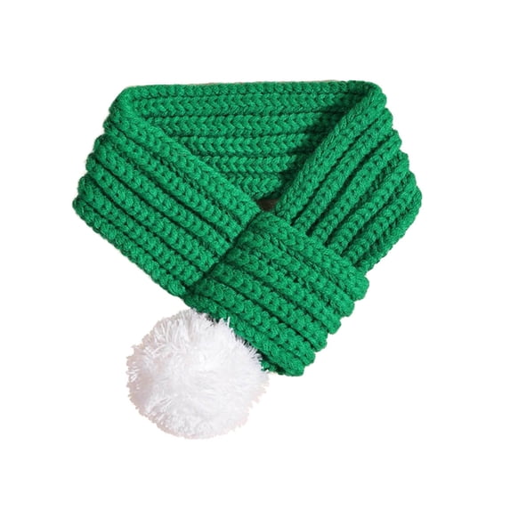 DGMIOCS Knitted Dog Cat Christmas Scarf Red Green Dog Santa Scarves with White Pompom Ball, Christmas Bandanas, Winter Neck Warmer for Pets