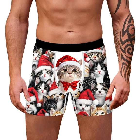DGMIOCS Mens Fashion Print Boxer Briefs Soft Stretch Casual Underwear for Men White XXXL
