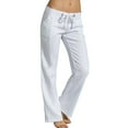thumbnail image 1 of DGMIOCS Plus Size Women's Elastic Waist Linen Trousers Breathable Summer Pants Deep Pockets Pants Solid Color WH2 M, 1 of 8
