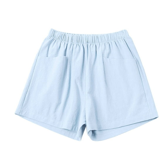 DGMIOCS Plus Size Women's Lightweight Linen Lounge Pants Quick Dry Trousers Relaxed Fit Pants Solid Color Light Blue S