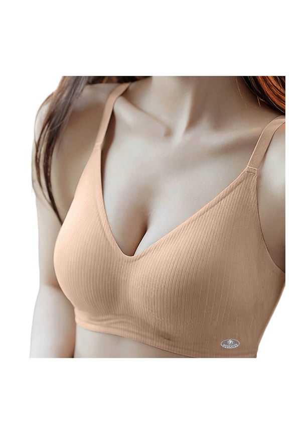 Seamless Minimizer Bras for Women Full Coverage Wireless Comfort Support Shaping Bra Coffee M