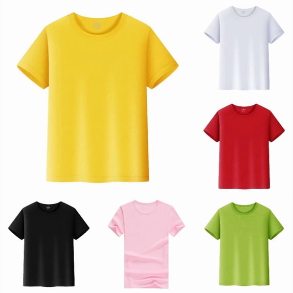 DGMIOCS T-Shirt for Kids Short Sleeve Crewneck Summer Tops Loose Fit Boy and Girl Tees Yellow 9-10 Years