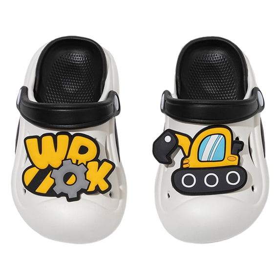 DGMIOCS Toddler Girls Garden Clogs Kids Cartoon Beach Slide Sandals(Toddler/Little Kids) White 9-9.5Years