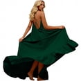 thumbnail image 1 of DGMIOCS Women's Backless Sleeveless Maxi Dress Oversized Duster Coat Style Long Dress with Spaghetti Straps for Everyday Versatile Wardrobe Dark Green S, 1 of 7