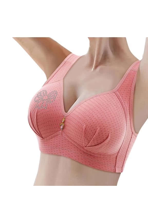 Women’s Bras Womens Wireless Bra, Smooth Comfort Full Coverage Bra Pink 46