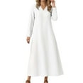 thumbnail image 1 of DGMIOCS Women's Casual Yet Sophisticated Long Sleeve Midi Dress for Everyday Wear with V-Neck and Solid Tunic Style White M, 1 of 4