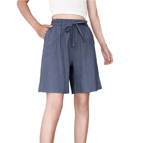 DGMIOCS Women's Cotton Linen Pants Soft Touch Pants Deep Pockets Pants Solid Color Grey XL