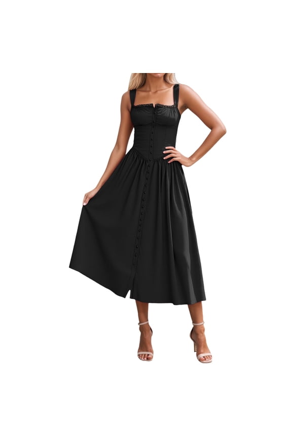 Women's Dress Sleeveless Wrap Maxi with Shawl Boho Flowing Versatile Fashion for Spring and Autumn Black L