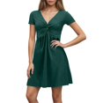 thumbnail image 1 of DGMIOCS Women's Dress for Summer A-Line V-Neck Puff Sleeve High Waist Swing Dress for Everyday and Elegant Yet Relaxed Green L, 1 of 4