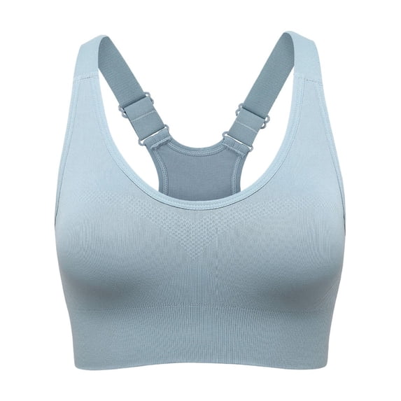 DGMIOCS Women's Medium-High Support Sports Bra Adjustable Y-Back Seamless Workout Bra Blue M