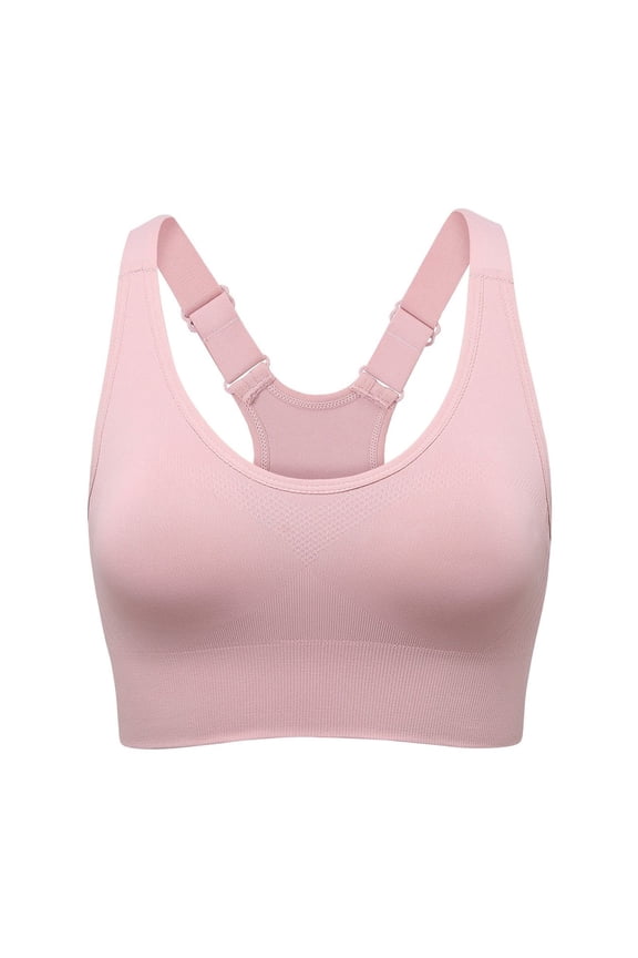 Women's Medium-High Support Sports Bra Adjustable Y-Back Seamless Workout Bra Pink M