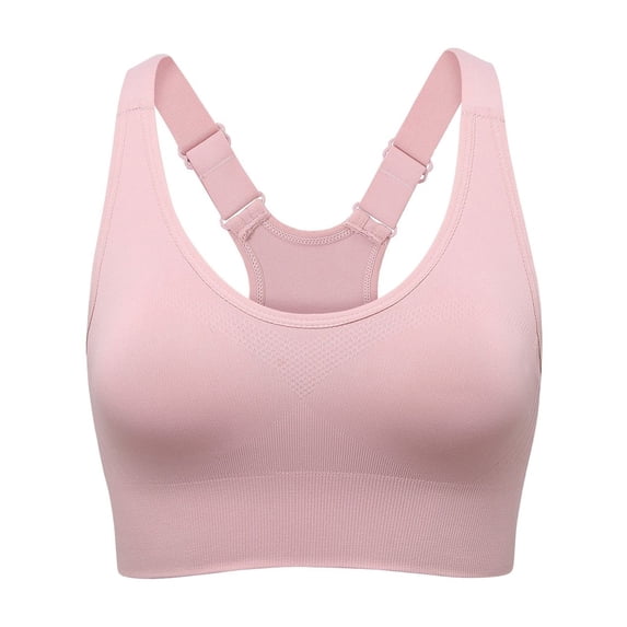 DGMIOCS Women's Medium-High Support Sports Bra Adjustable Y-Back Seamless Workout Bra Pink M