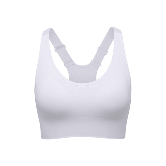 DGMIOCS Women's Medium-High Support Sports Bra Adjustable Y-Back Seamless Workout Bra White XXL