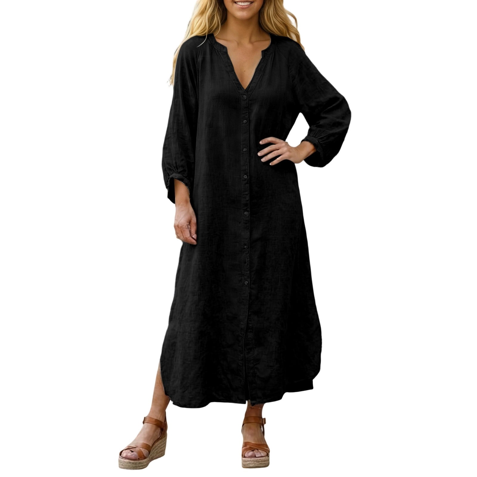 DGMIOCS Women's Soft Casual Dress Knit Trendy Flowy Black XXXL ...