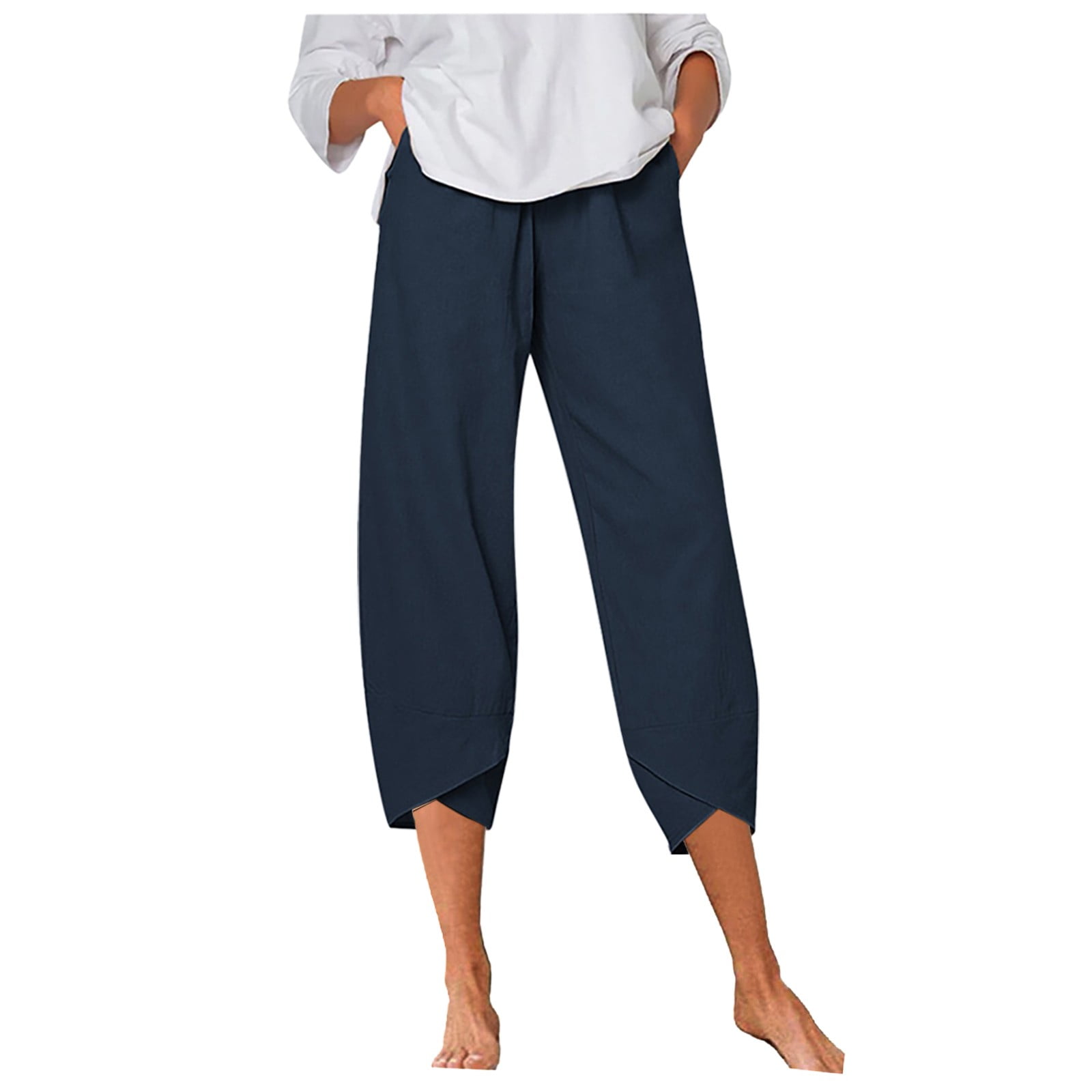 DGMIOCS Women's Summer Cotton Linen Lounge Pants Skin Friendly Pants ...
