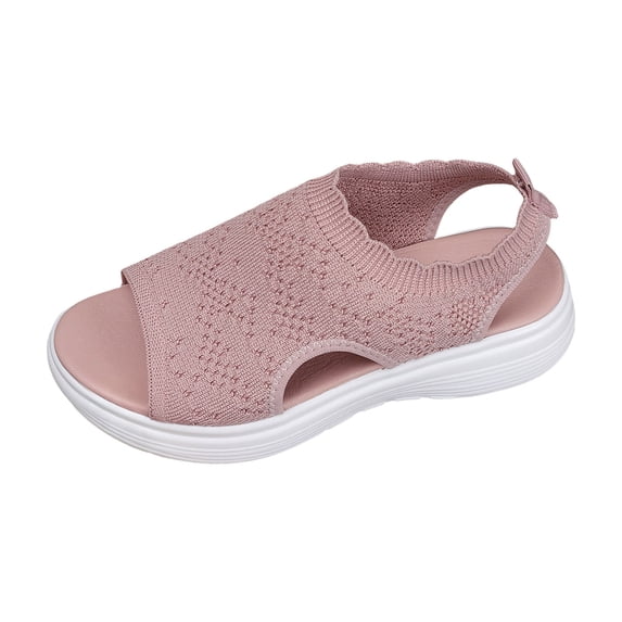 DGMIOCS Womens Orthopedic Walking Sandals Arch Support Comfort -On Sport Sandals Open-Toe Athletic Sandals for Plantar Fasciitis Summer Beach Casual Size: 11 Pink