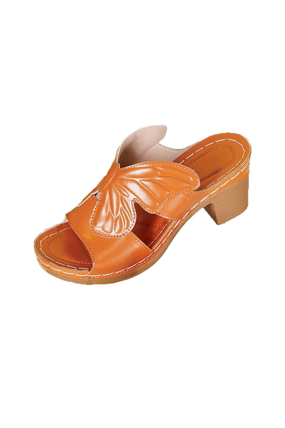 Womens Wedge Sandals 2026 Flower Summer Dressy Flat Open Toe Platform Shoes Casual Boho on Beach Walking Sandals Size: 6 Orange