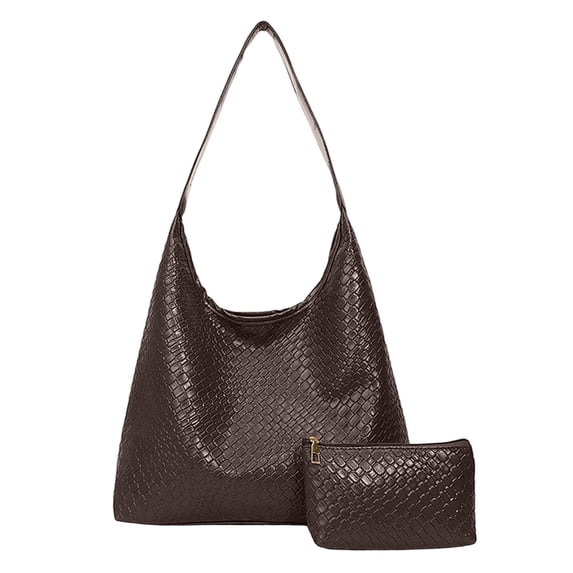 DGMIOCS Woven Tote Bag for Women with Purse, Fashion Shoulder Hobo Underarm Bags, Large Woven Handmade Work Commuter Day Bags Coffee