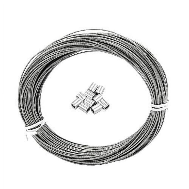 DGOL Coated 100 ft Picture Wire 304 Stainless Steel Rope 1/16 inch (1.5 mm) Photo Hanging Cable,7x7 Standard Core,100 feet,With 10pcs Sleeves