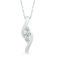 thumbnail image 1 of DGOLD 10kt White Gold Round White Diamond Three Stone Pendant for women (1/4 cttw), 1 of 3