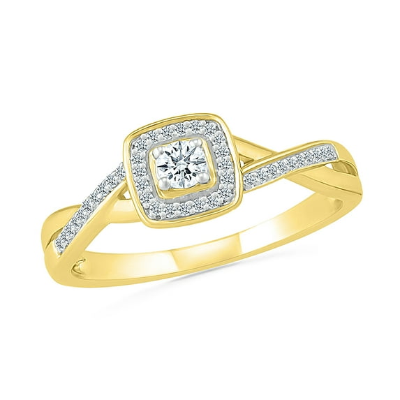 DGOLD 10kt Yellow Gold Round White Diamond Promise Ring (1/5 cttw)