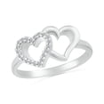 thumbnail image 1 of DGOLD Sterling Silver Round White Diamond Double Heart Ring for Women (1/10 cttw), 1 of 3