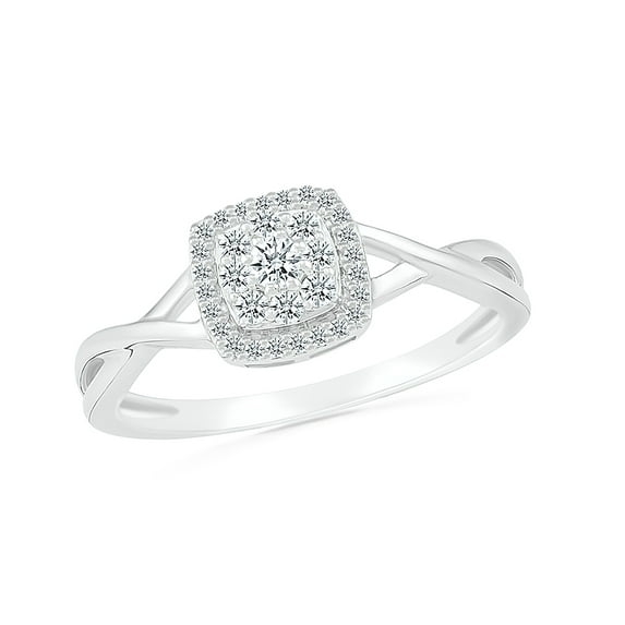 DGOLD Sterling Silver Round White Diamond Knotted Shank Fashion Ring for Women (1/5 cttw)