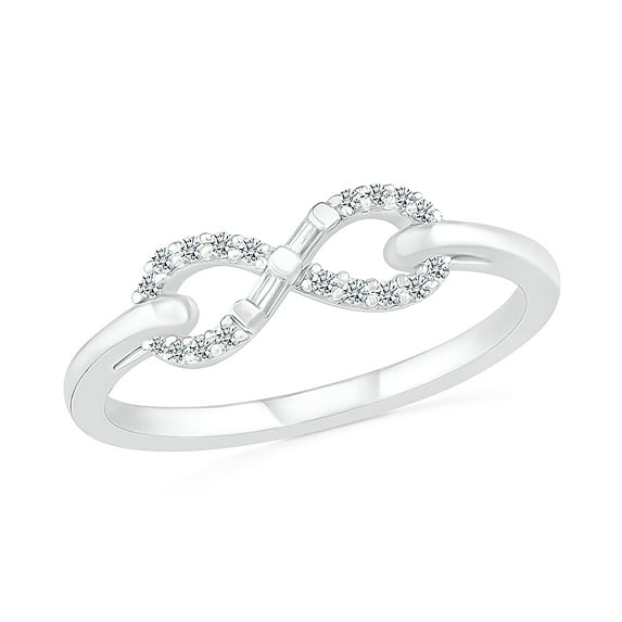DGOLD Sterling Silver Round White Diamond Minimalist Infinity Ring (1/10 cttw)