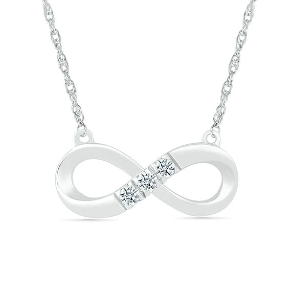 DGOLD Sterling Silver Round White Diamond Three Stone Infinity Necklace for women (1/20 cttw)