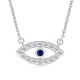 thumbnail image 1 of DGOLD Sterling Silver Round White and Blue Diamond Evil Eye Necklace for Women (1/10 cttw), 1 of 3