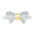 thumbnail image 1 of DGOLD Sterling Silver and 10kt Gold Round White Diamond Two Tone Bow Tie Ring for Women (1/10 cttw), 1 of 2