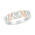 thumbnail image 1 of DGOLD Sterling Silver and 10kt Gold Round White Diamond Two Tone Heart and X Ring for Women (1/20 cttw), 1 of 3