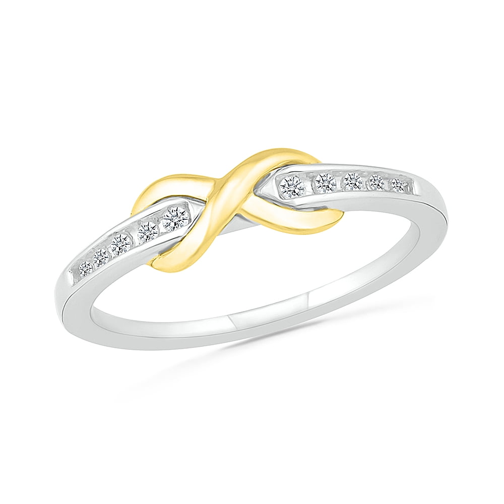 DGOLD Sterling Silver and 10kt Yellow Gold Round White Diamond Infinity ...