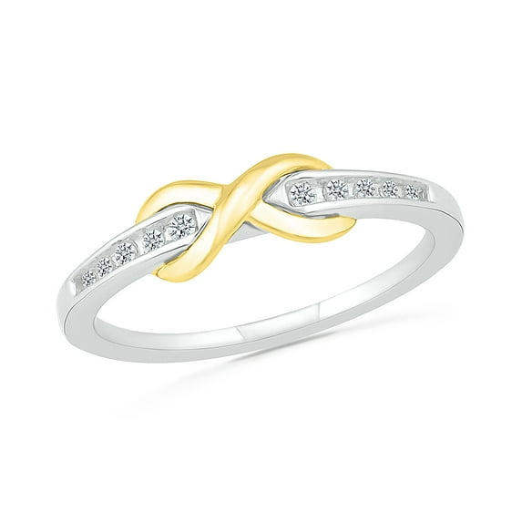 DGOLD Sterling Silver and 10kt Yellow Gold Round White Diamond Infinity Ring (1/10 cttw)