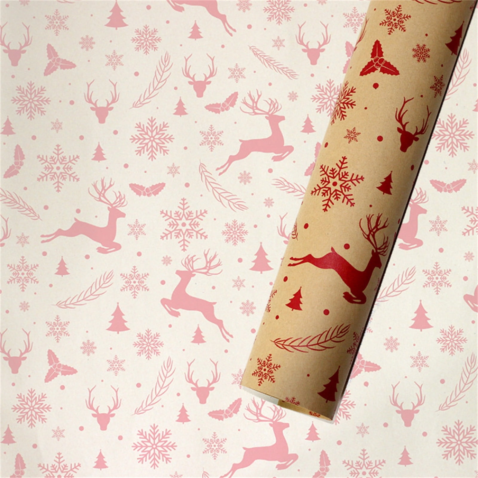 DGOO Christmas Printing Kraft Paper Roll Crafts Art Gift Packaging